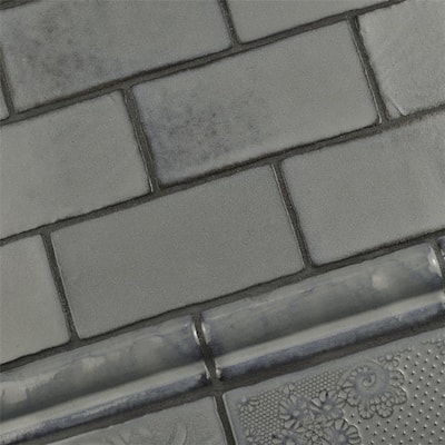Merola Tile Antic Special Moldura Griggio 2" x 6" Ceramic Wall Trim - (1 Tile)