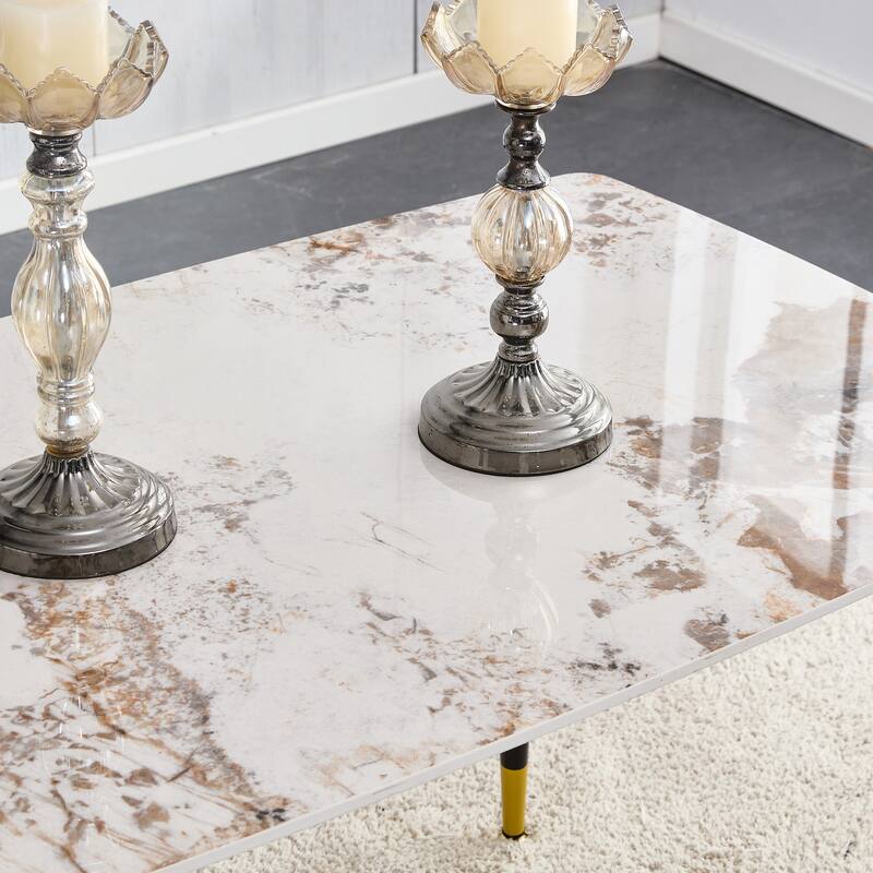 48.4" 5-Piece Sintered Stone Dining Table Set with 4 PU Chairs, Curved Widened Cushions, Pandora Patterned Rock Slab Desktop