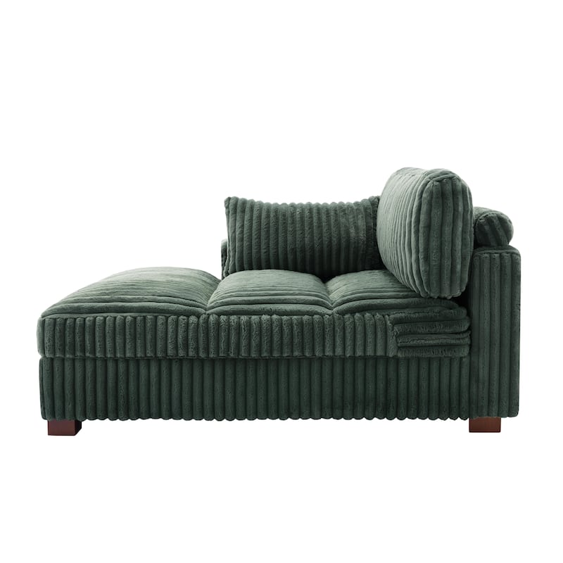 41" W Plush Corduroy Chaise Lounge with Pillows