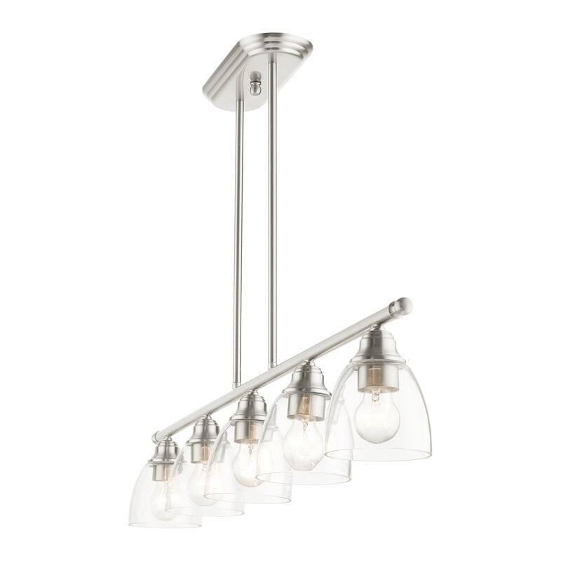 Livex Lighting 5 Light Brushed Nickel Linear Chandelier, 46338-91 - 45" L x 5" W x 14.25" - 44.25" Adj. H