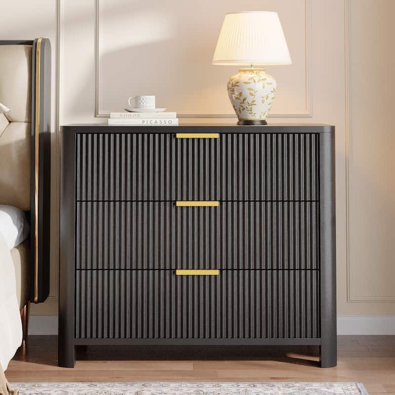 31.5-Inch Oversized Nightstand with 3 Drawers, Modern Sofa End Side Table with Storage, Extra Large Bedside Table