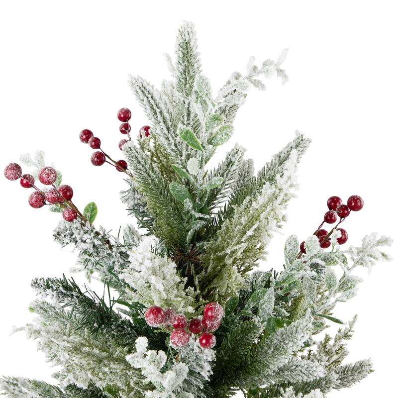 Flocked Balsam Pine Artificial Mini Christmas Tree in Burlap Base - 24" - Unlit - 2 Foot