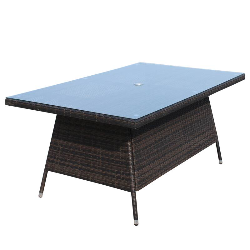 Outdoor patio Furniture Rectangular Dining table with clear tempered glass