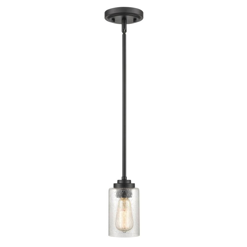 Millennium Lighting Moven 1 Light Mini-Pendant in Multiple Finishes with Seeded Glass Shade - Matte Black