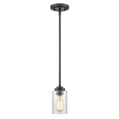 Millennium Lighting Moven 1 Light Mini-Pendant in Multiple Finishes with Seeded Glass Shade