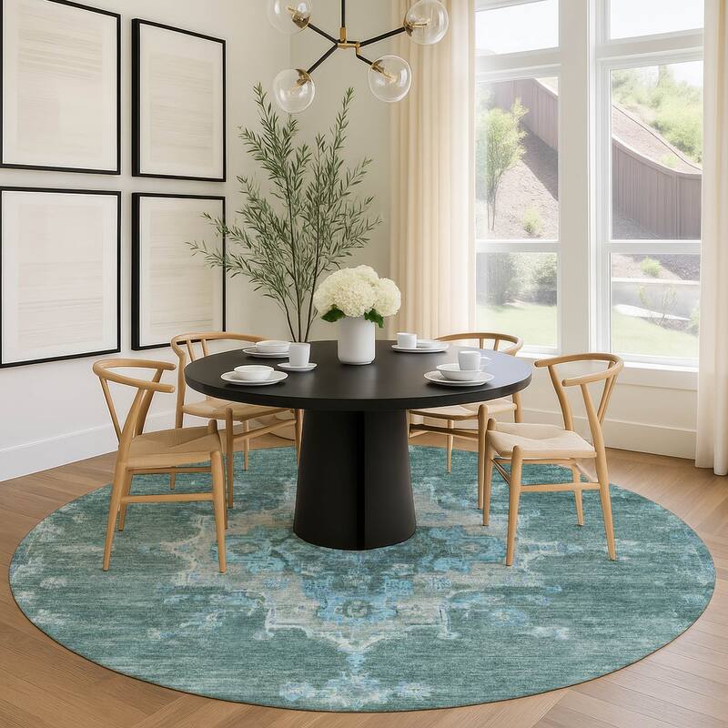 Machine Washable Indoor/ Outdoor Traditional Tabriz Chantille Rug