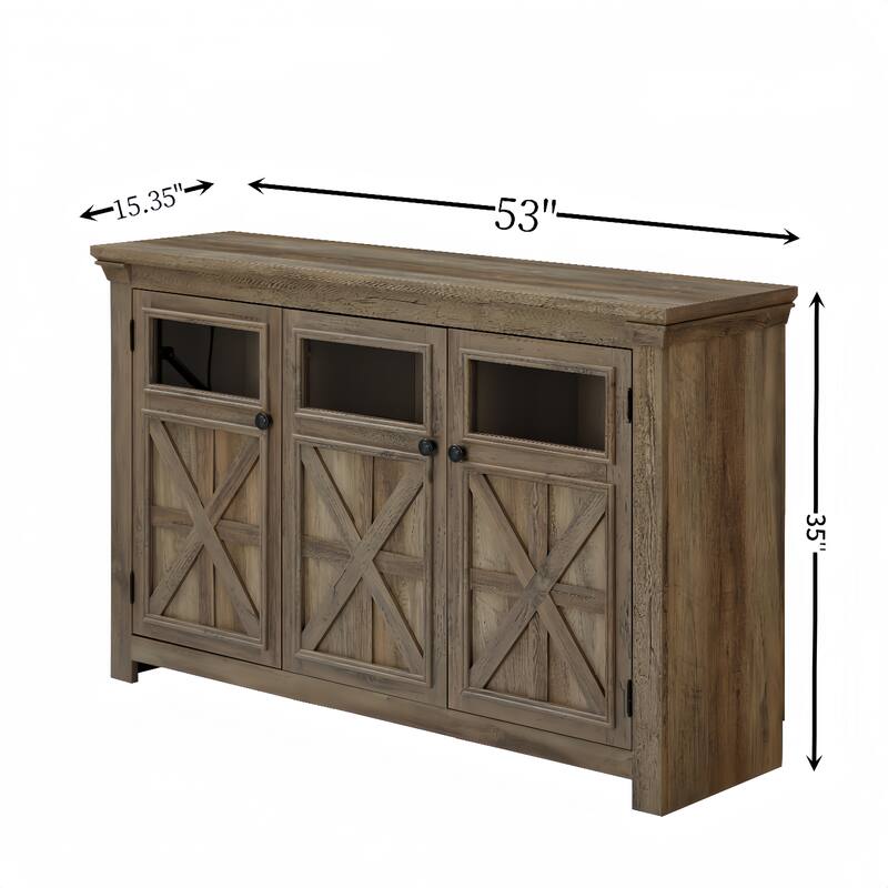 Wooden Sideboard Buffet Cabinet, Kitchen Storage Cabinet with Doors & Adjustable Shelves, Wooden TV Stand Barn Design