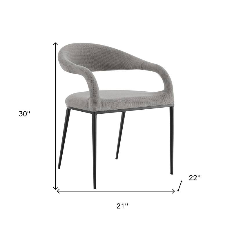 HomeRoots Set of Two Gray And Black Upholstered Polyester Open Back Dining Arm Chairs