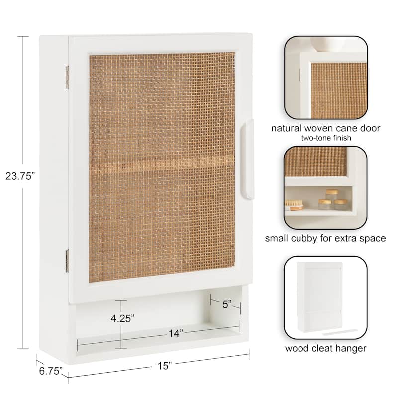 Kate and Laurel Ori Rattan Wall Cabinet with Cubby
