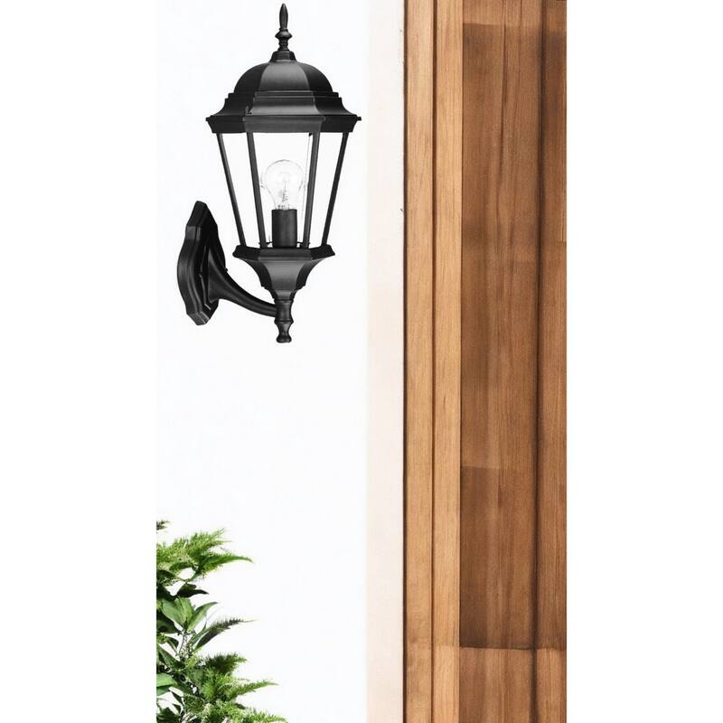 Aluminum Swing Arm Lantern Wall Light with Beveled Glass - 10” x 9” x 21.5” (D x W x H)