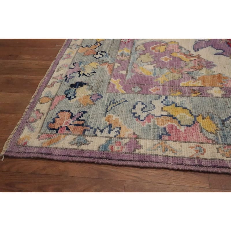 Hand Knotted Oriental 100% Wool Carpet Transitional Medallion Red Oushak Area Rug - 6' 11'' X 5' 1''