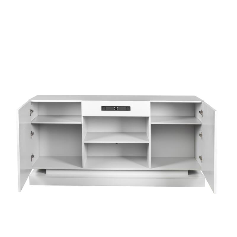 Modern Gray TV TV Stand with Bluetooth Speaker and LED Light