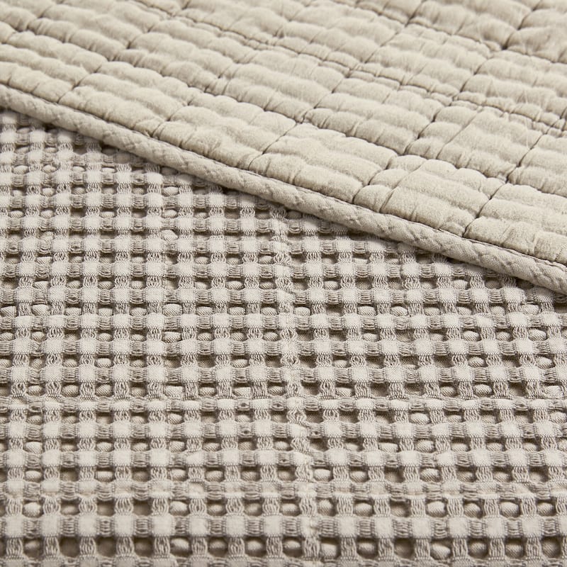 Mills Waffle Taupe Full/Queen Quilt Set - Levtex Home