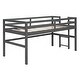 preview thumbnail 7 of 9, Antique Gray Twin Size Solid Pine Wood Loft Bed with Full-Length Guardrails