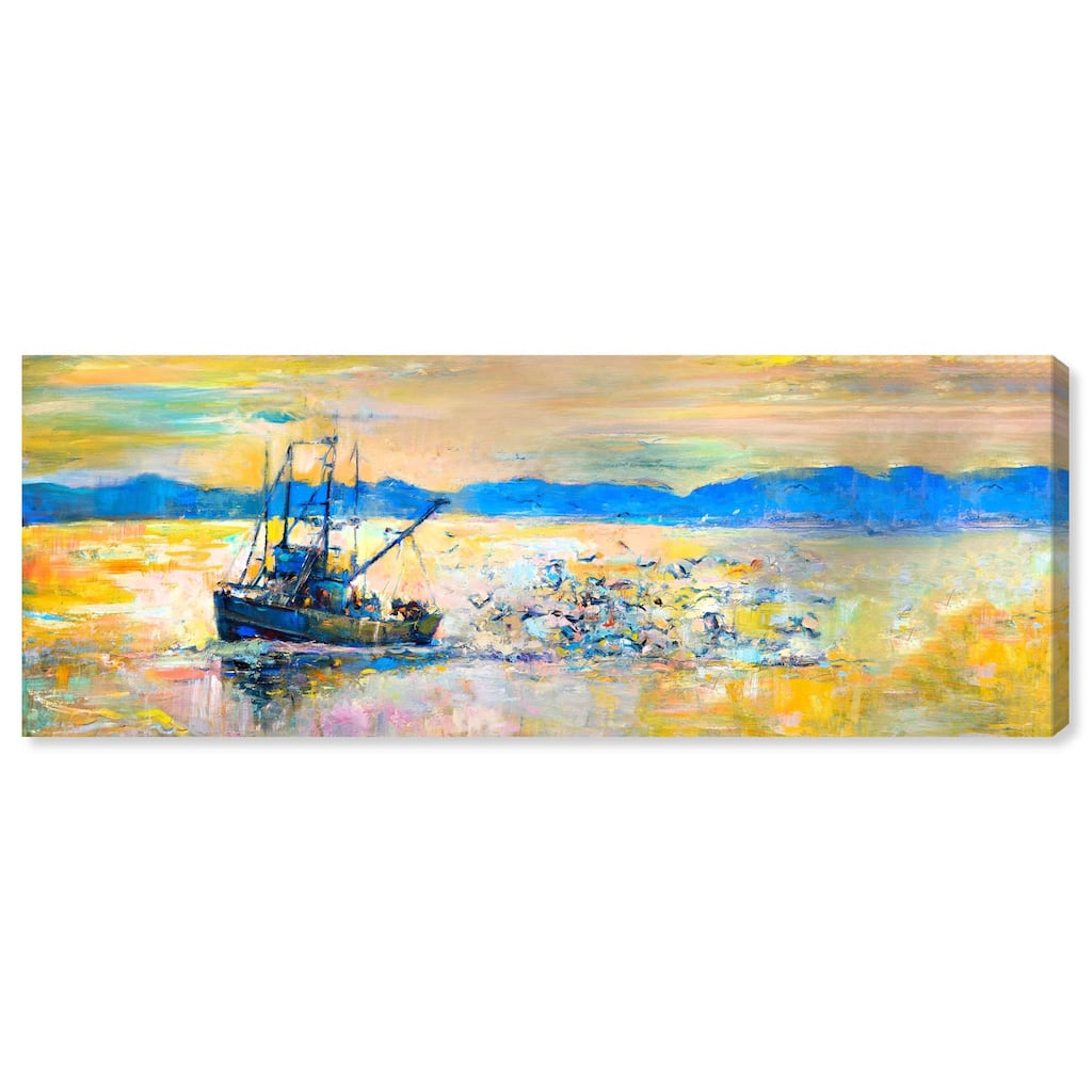 Fresh Catch Boat Panoramic Canvas by Art Remedy, Gallery Wrapped