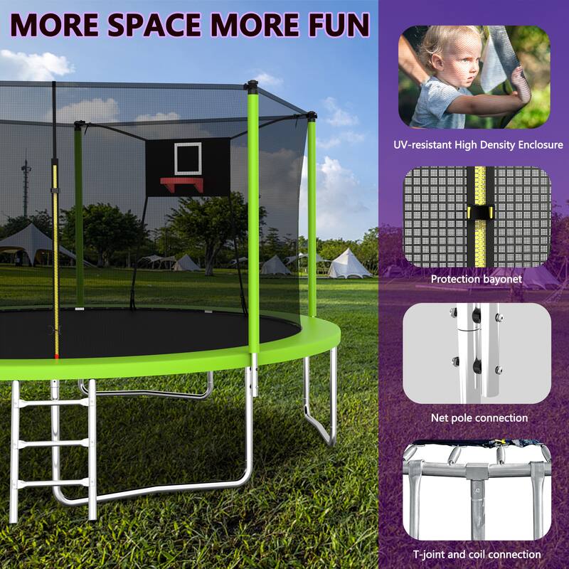 14FT Outdoor Recreational Trampoline with Net for Kids, Adults & Family