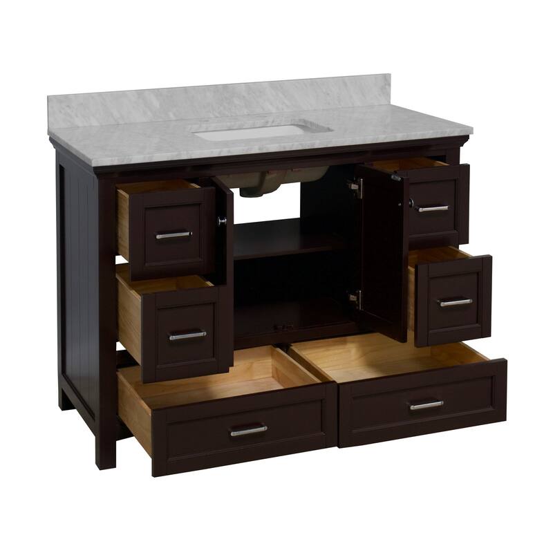 KitchenBathCollection Paige 48" Bathroom Vanity with Carrara Marble Top