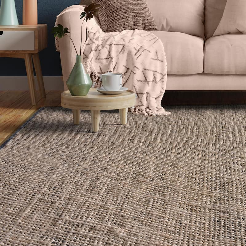 Uttermost 71167-8 Hayden 8' x 10' Jute Solid Indoor Rectangular Area - Ivory-Denim - Ivory-Denim