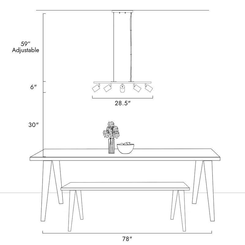 Modern 5-Light Black Gold Chandelier Metal Linear Island Lights for Dining Room