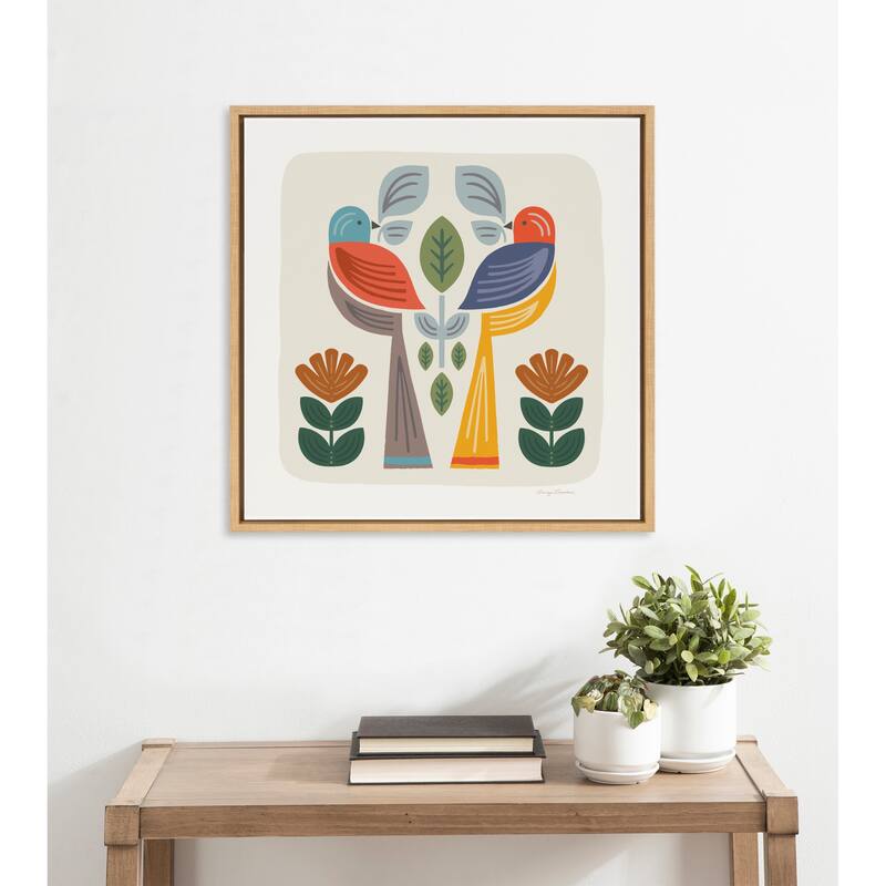 Kate and Laurel Sylvie Folk Birds Harvest Canvas by Carey Copeland