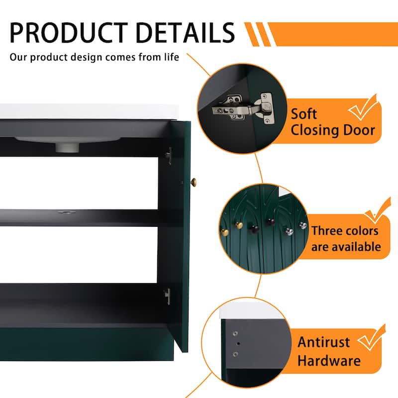 Bathroom Vanity With Sink In 24/30/36 Inch, Freestanding Bathroom Vanity With Soft Close Door and Adjustable Shelf