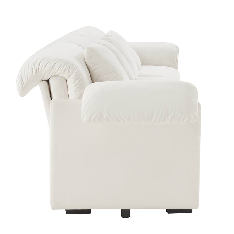 154.7" Velvet 4-Seater Oversized Sofa, Cloud Cushions and Storage Seats
