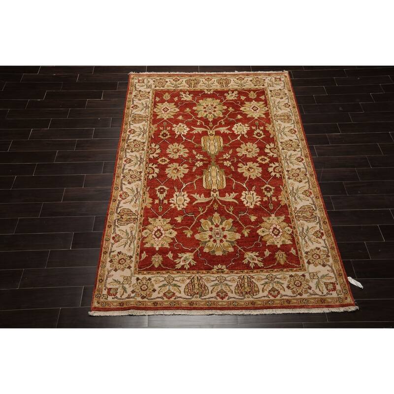 Agra Traditional Botanical 5'10''x8'8'' Hand Knotted New Zealand Wool Burnt Orange Rug - 5' 10'' x 8' 8''
