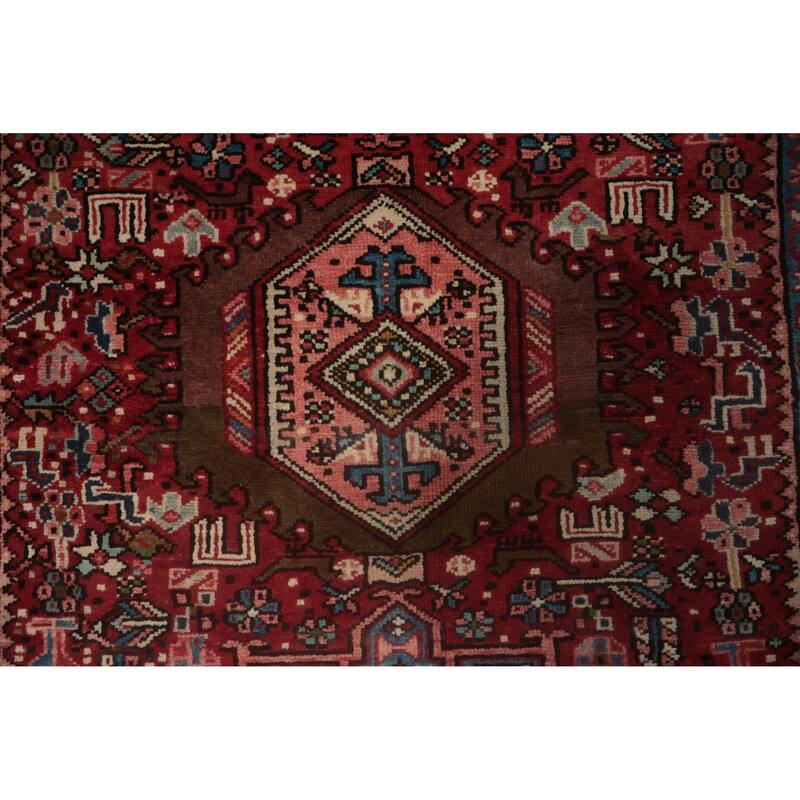 Hand Knotted Oriental 100% Wool Carpet Traditional Tribal Red Gharajeh Area Rug - 12' 7'' X 4' 11''