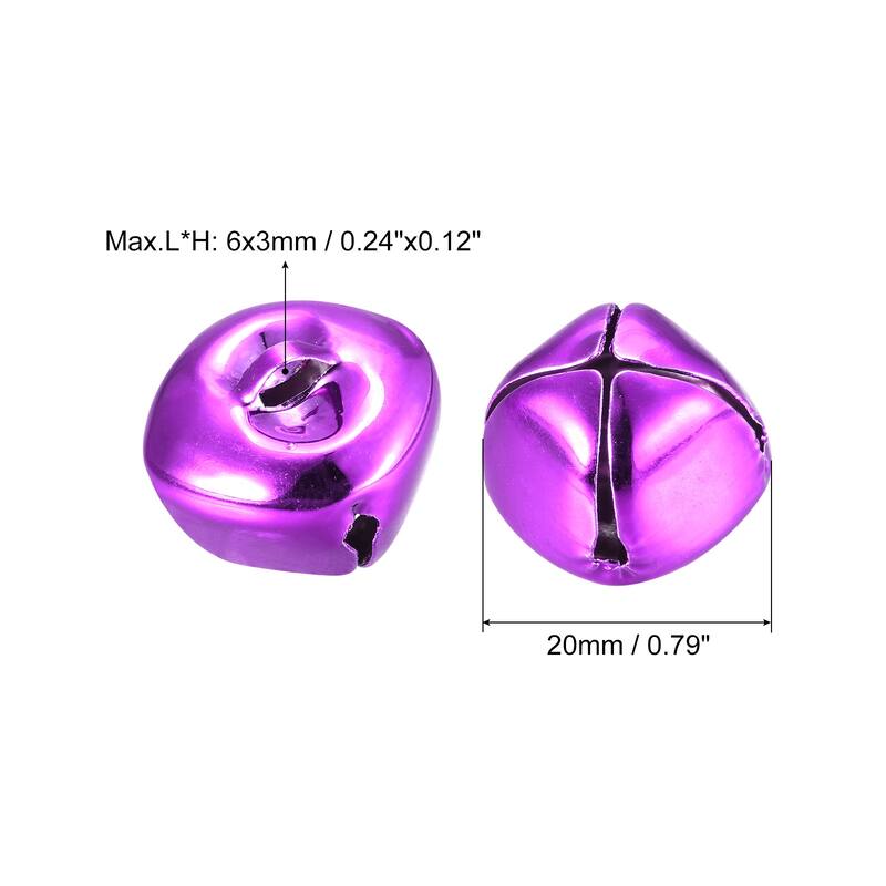 Jingle Bells, 20mm 12pcs Small Bells for Crafts DIY Christmas, Gold Tone - 20mmx20mm - Purple