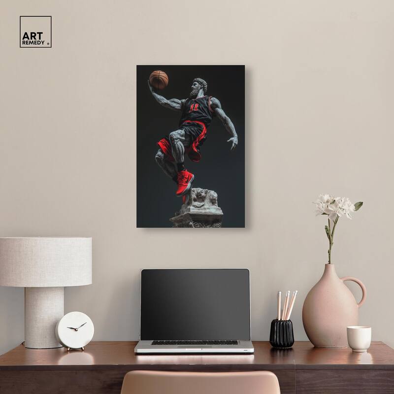 Basketball Sculpture Canvas by Art Remedy, Gallery Wrapped