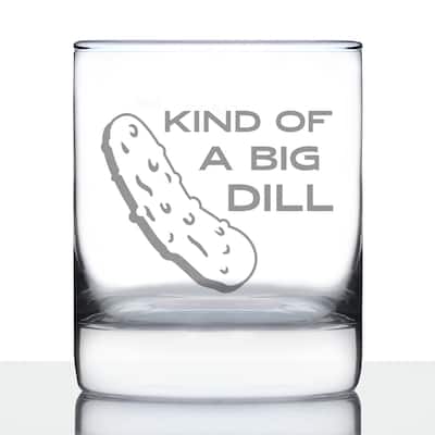 Big Dill - Whiskey Rocks Glass - Funny Pickle Gifts - 10.25 Ounce