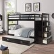 preview thumbnail 10 of 25, Twin over Twin Wood Bunk Bed with Trundle and Storage Staircase Espresso