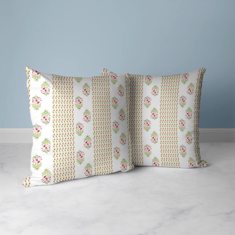 Anemone Artistry Faux Suede Reversible Throw Pillow White and Green