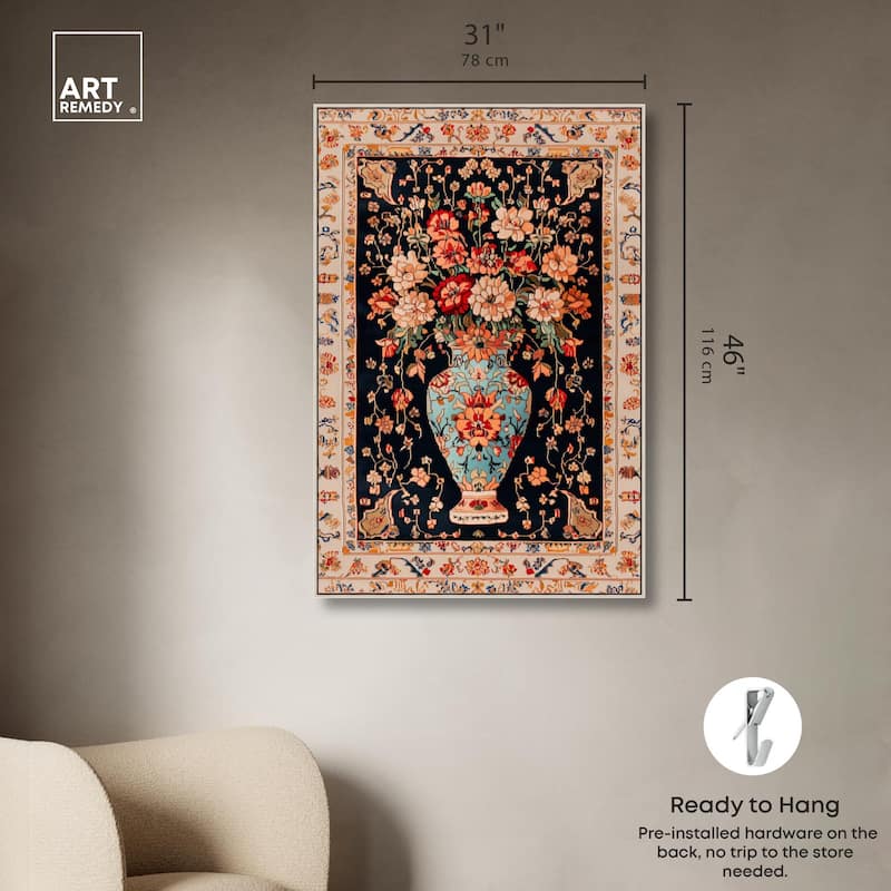 Persian Vase and Flowers II Canvas by Art Remedy