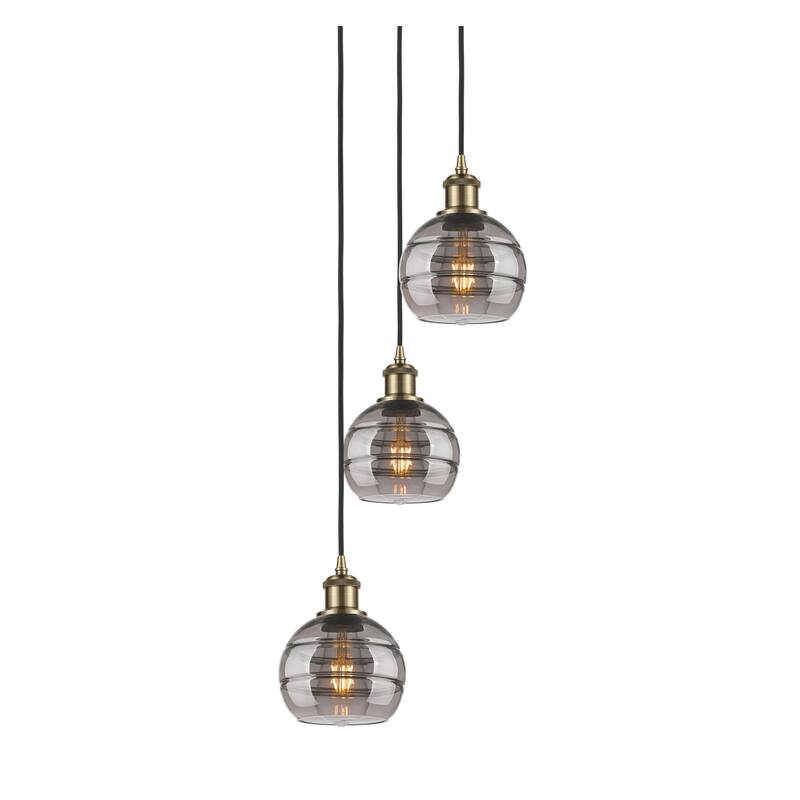 Innovations Lighting 113B-3P-24-12 Rochester Pendant Rochester 3 Light - Antique Brass / Smoked