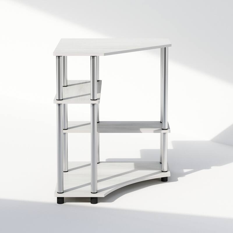 4 Tiers Wood Household Shelving Unit in Oak/Stainless Steel (31.1 in. W x 28.5 in. H x 22.5 in. D) - 31.1