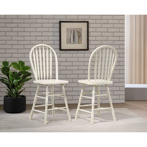 Andrews 45 in. Distressed Antique White High Back Bar Stool (Set of 2) - 19"L x 20"W x 45"H