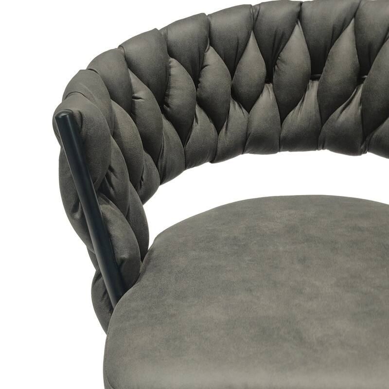 Modern Upholstered Bar Height Barstools Set of 2/360 Swivel/With Footrest and Back