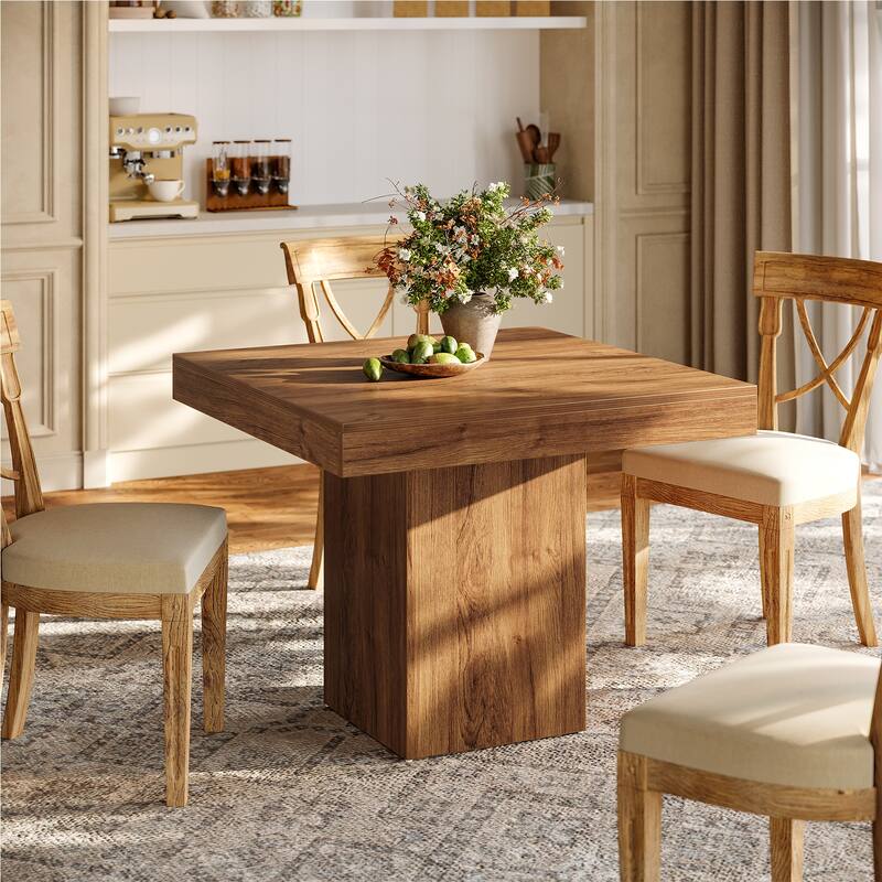 39" Farmhouse Small Square Kitchen Dining Table for 4 - 39" W x 39" D x 31.5" H - Rustic Brown