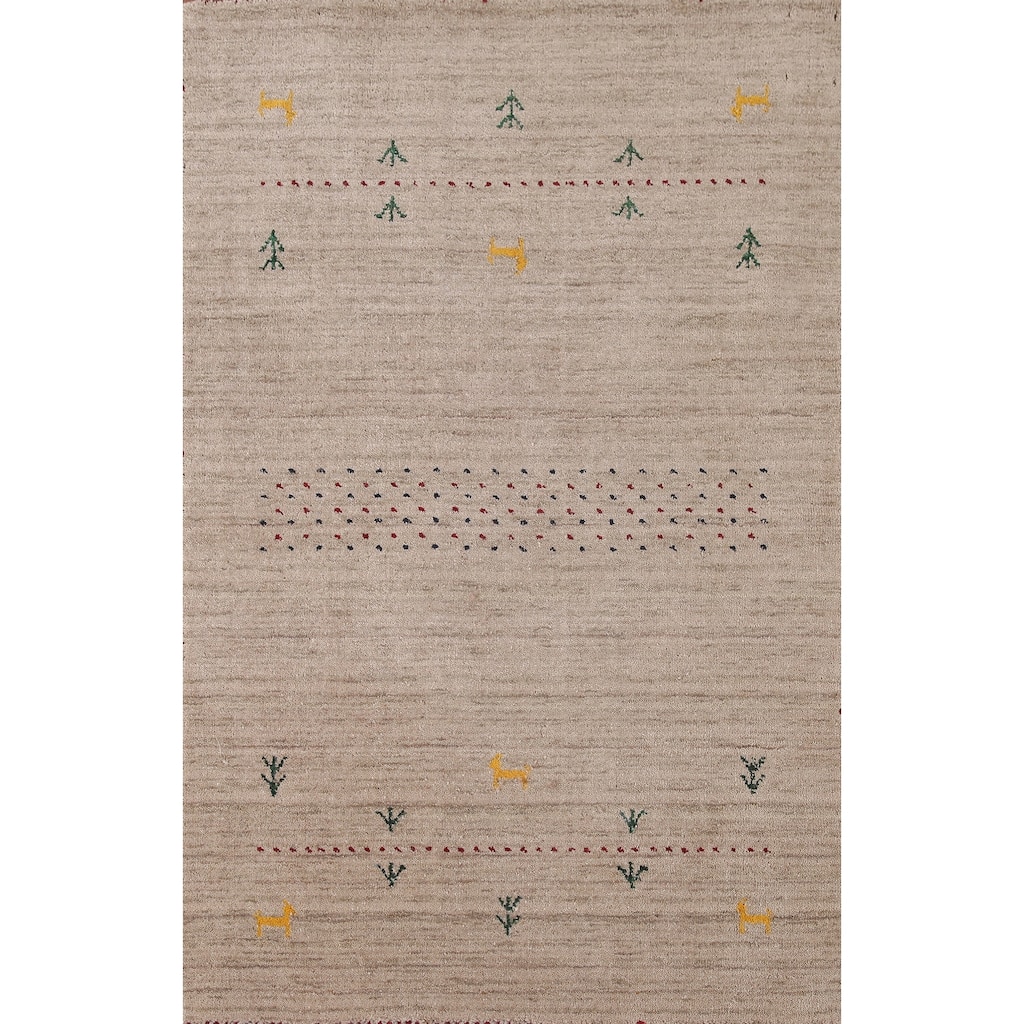 Gabbeh Accent Rug Hand-Knotted Oriental Wool Carpet - 3'0"x 4'10"