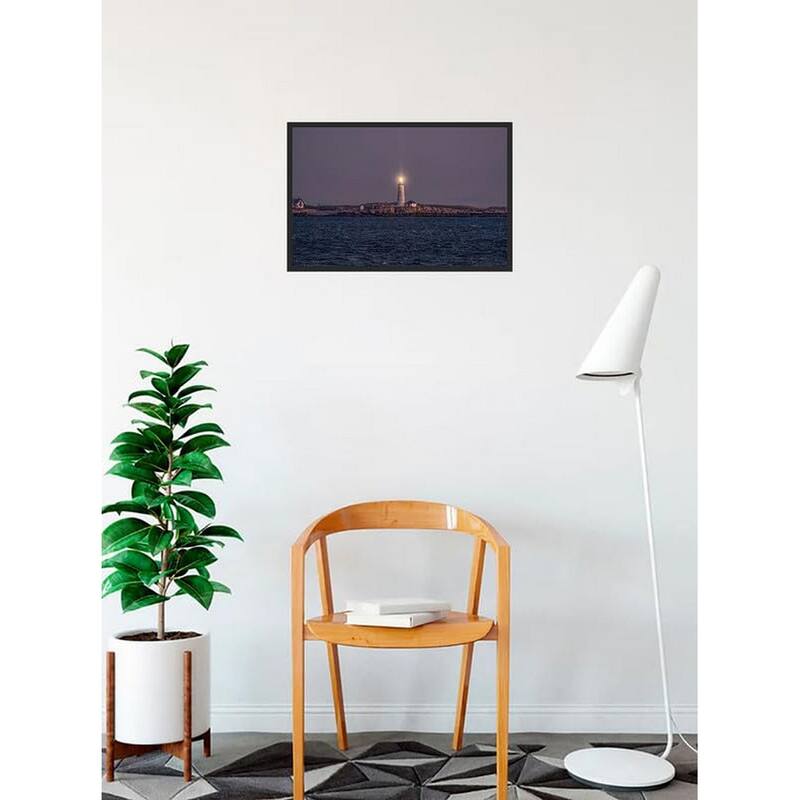 Boston Harbor Lighthouse Boston Light Photography by Wayne Collamore Framed Poster - 12 x 18 Inch