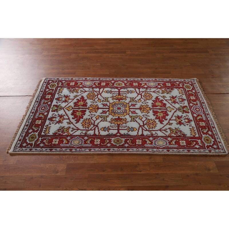 Light Blue Heriz Serapi Indian Rug Handmade Wool Carpet - 2'11"x 5'0"