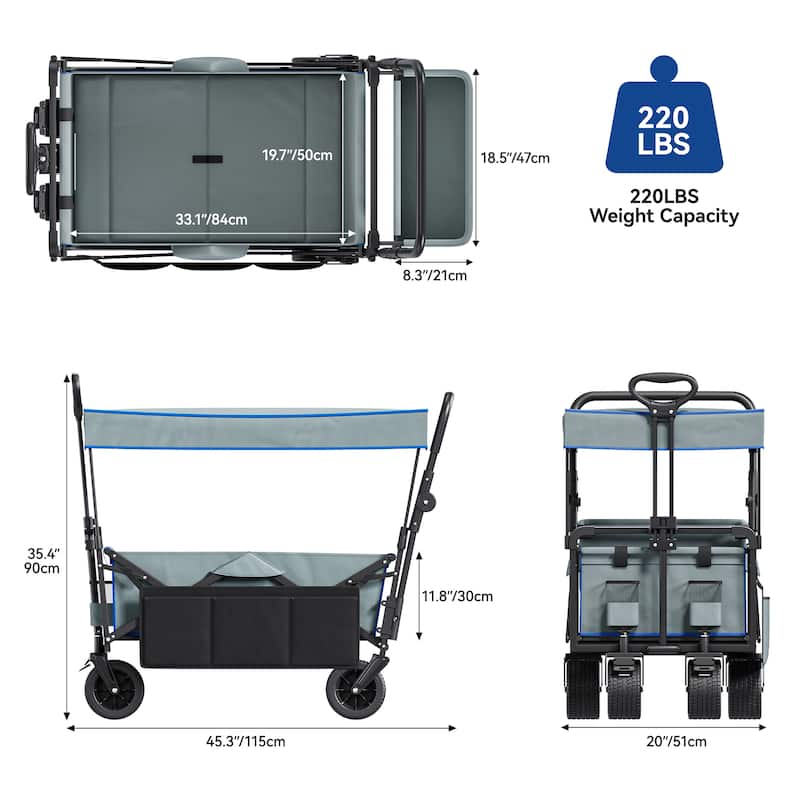 Collapsible Foldable Garden Wagon Cart Utility Cart with Wheels