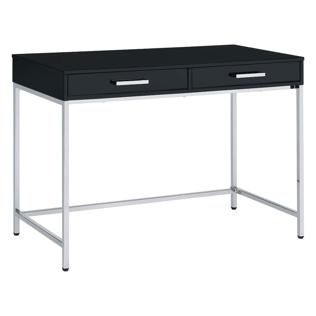 Vivos Desk with Black Gloss Finish and Chrome Frame