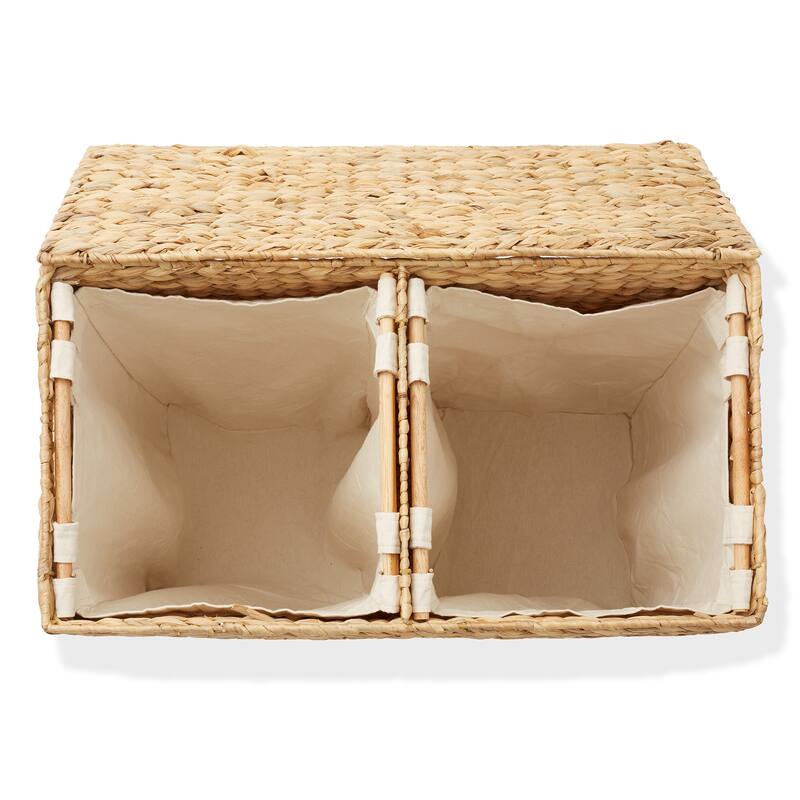 2Section Laundry Hamper Basket with Removable Liner Bags for Clothes