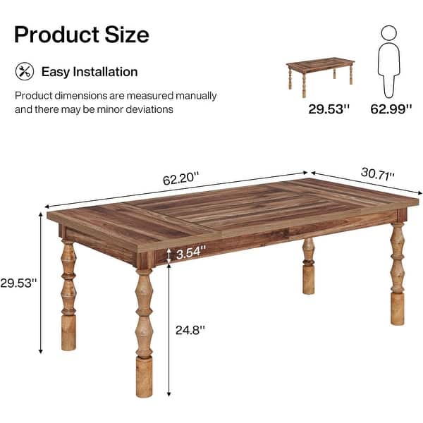 Wood Dining Table for 4-6 People, 62” Rectangle Kitchen Table - Bed ...