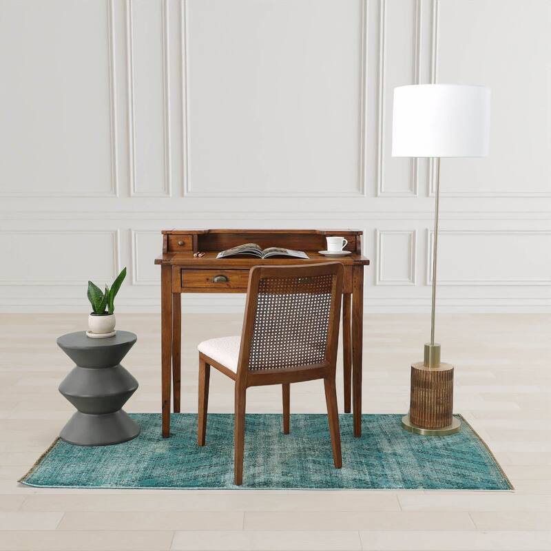 Araylia 60" Floor Lamp with Fabric Shade, Brass/ Brown