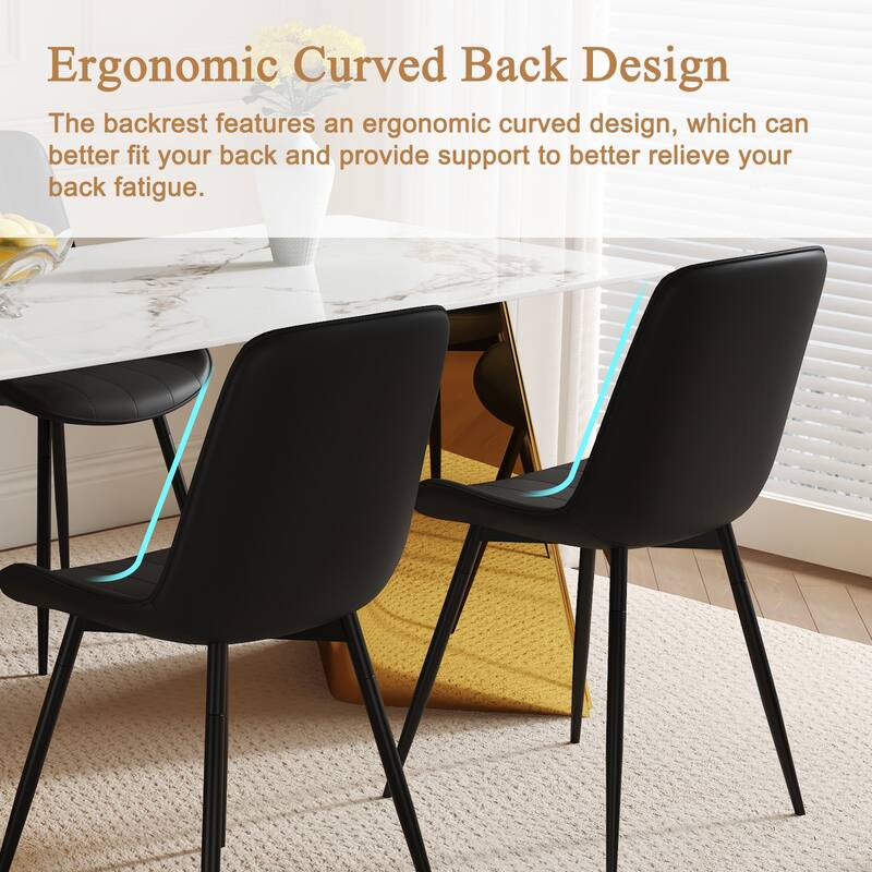 PU Leather Upholstered Solid Back Dining Chair Set of 4