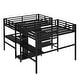 preview thumbnail 9 of 11, Black Twin Over Twin Loft Bed with Double Desk Wardrobe Shelves Power Outlet