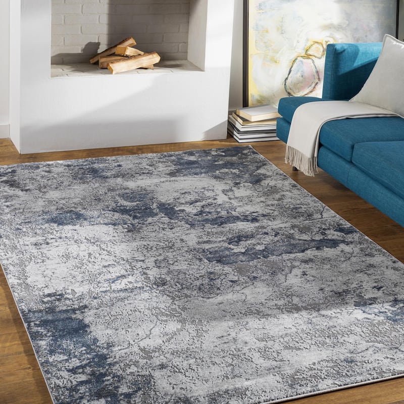 Livabliss Industrial Tibetan Abstract Area Rug - 7'10" x 10'2" - Denim